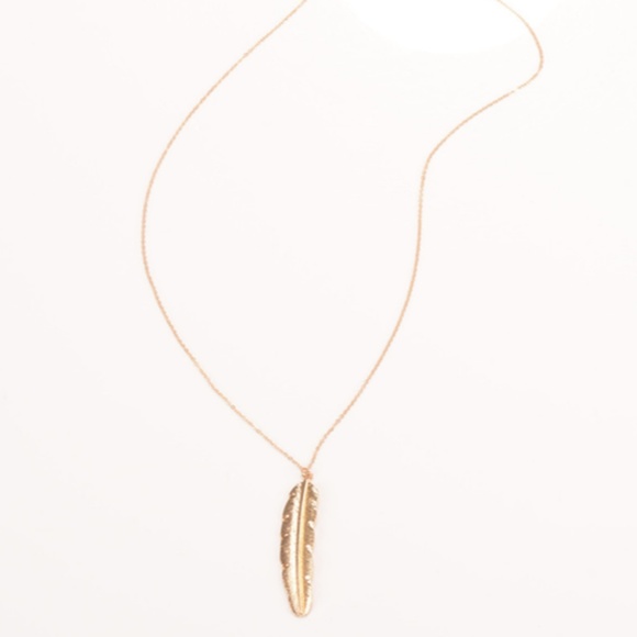 Jewelry - Long Gold Feather Necklace, Brand New!
